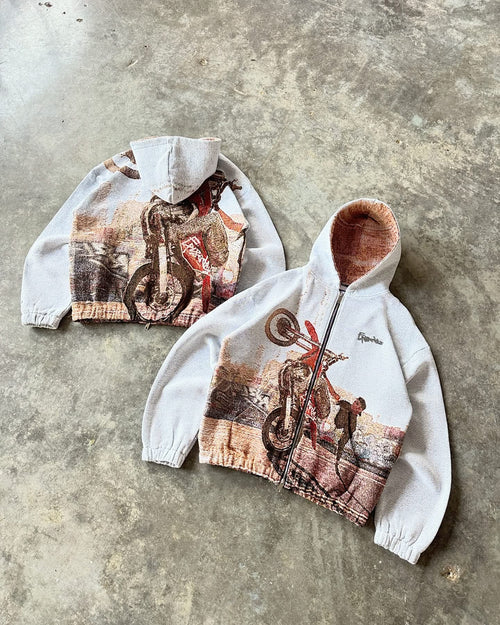 Wheelie Tapestry Zip-Up Hoodie