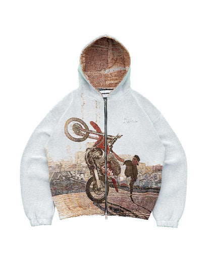 Wheelie Tapestry Zip-Up Hoodie